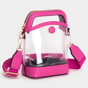 Pink Clear Transparent Crossbody Bag Purse Leather Casual Womens Accessory